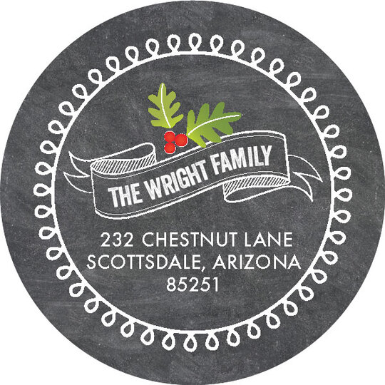 Festive Banner Round Address Labels